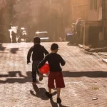 Turkish children playing in the streets of a poor Istanbul neighborhood