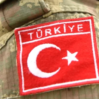 Turkish flag patch on a troop's uniform